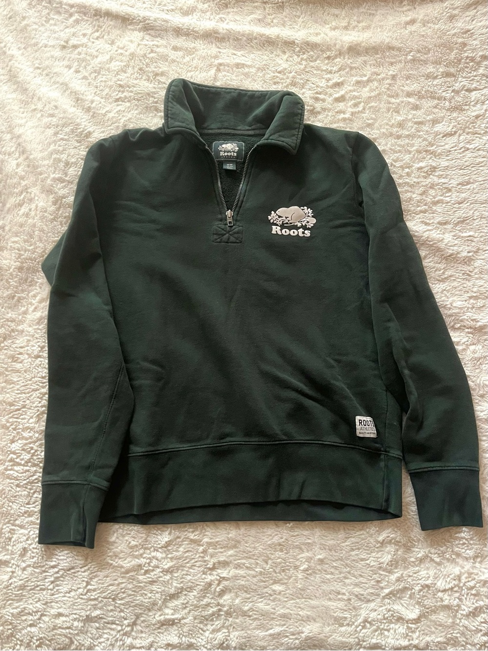 Roots Women's Dark Green Quarter-Zip Turtleneck Pullover